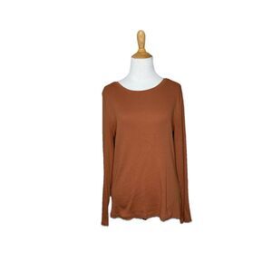 A New Day Burnt Orange Ribbed Long Sleeve Tee Top Tshirt Size Large Womens
